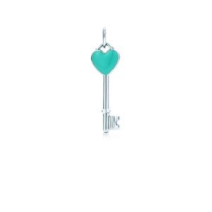 Tiffany heart key blue pendant